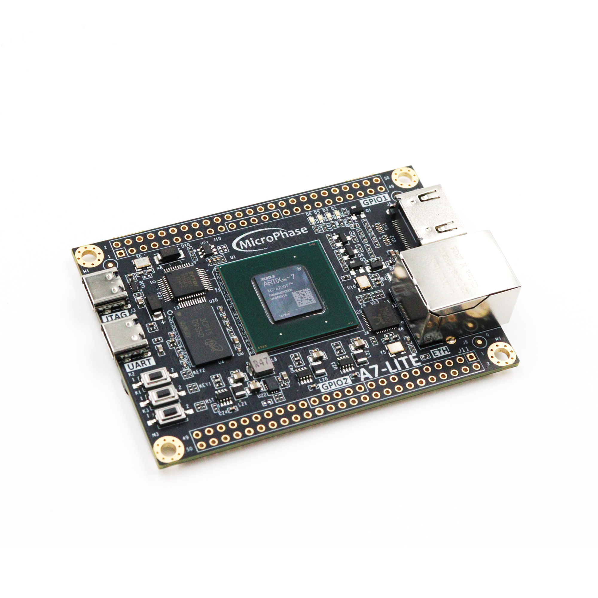 A7-Lite Artix-7 FPGA Development Board - Angled View